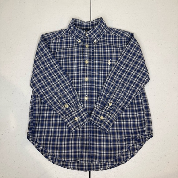 Ralph Lauren Other - Ralph Lauren Button Down Shirt Long Sleeves Blue Plaid Boy’s Size 4